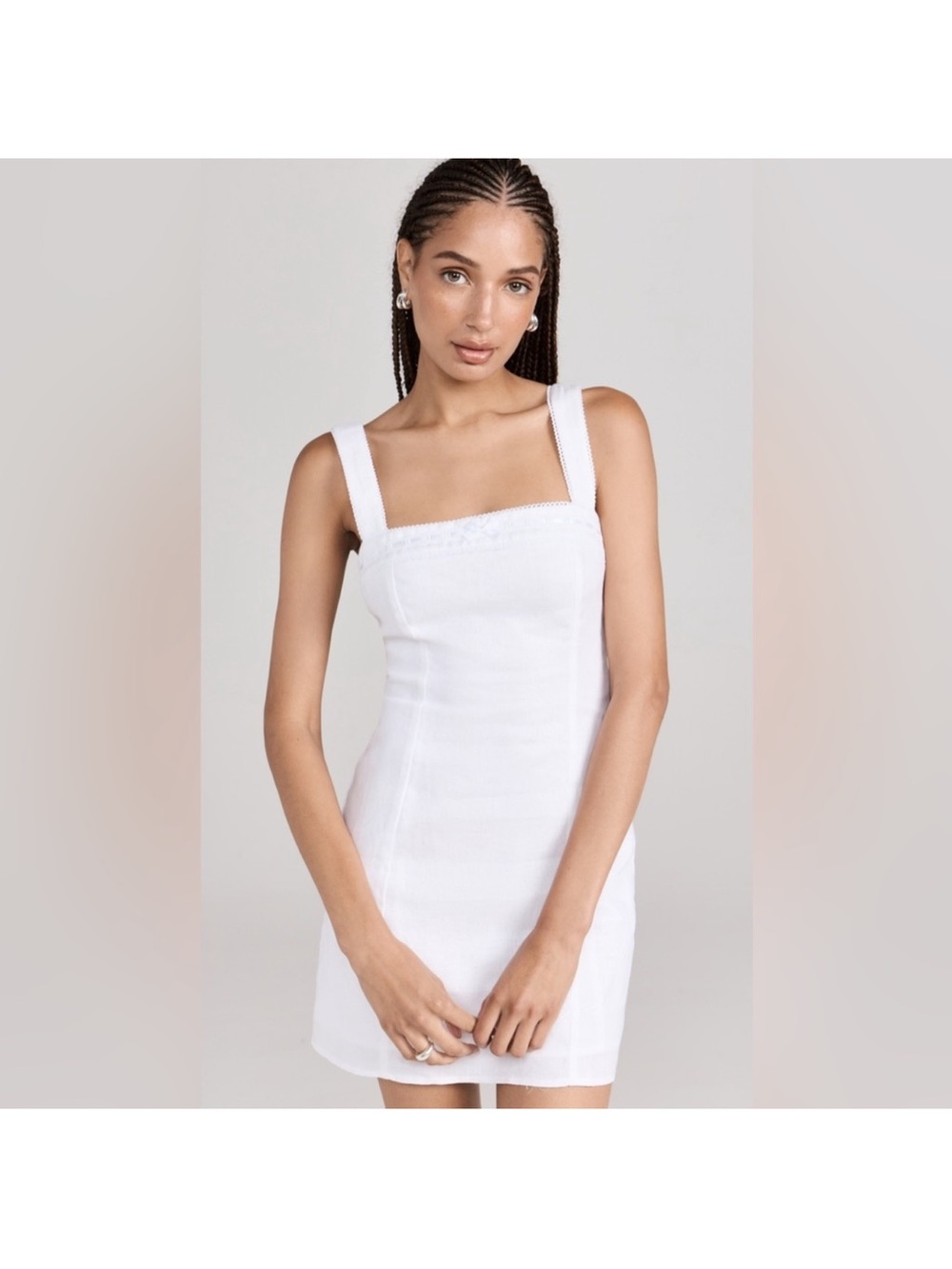 Reformation White Mini Linen Dress